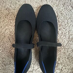 Rothy's Black Flats with Rounded Toe and Strap